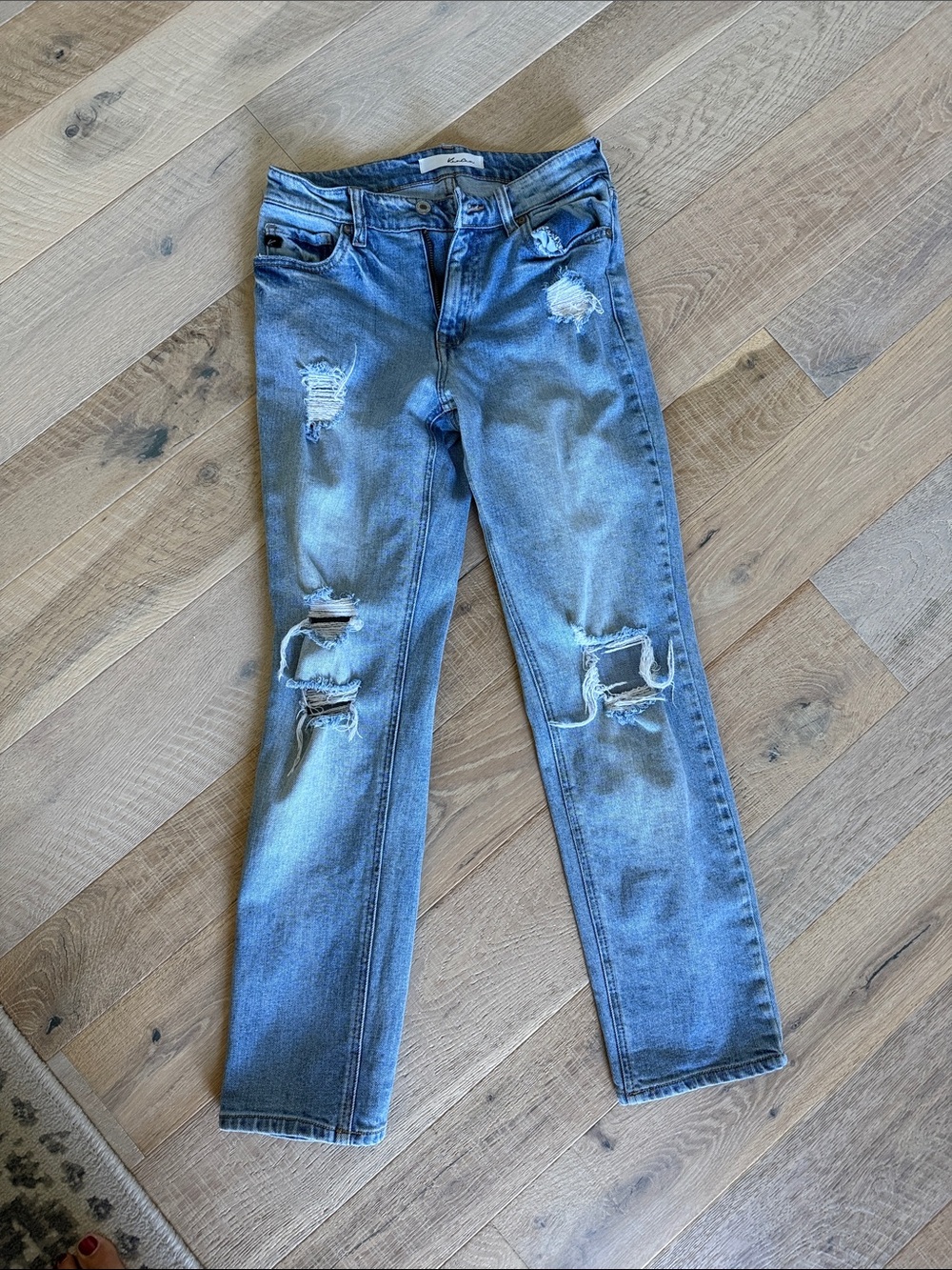 KanCan Light Blue Distressed Straight Leg Jeans